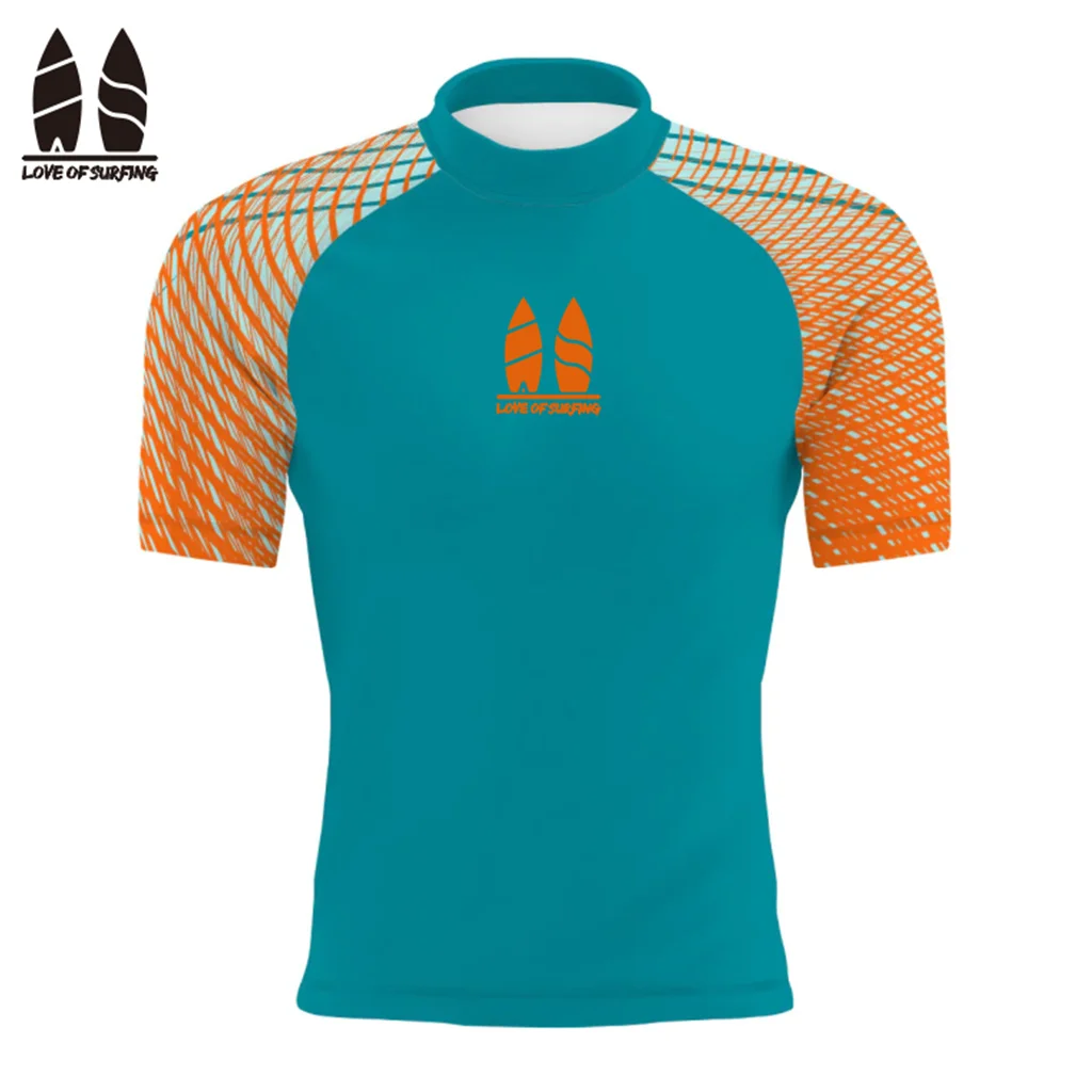 Rash Guard camicie da Surf a maniche corte da uomo costumi da bagno costumi da bagno Beach Upf 50 + Uv Sun Proteciton Surf Performance abbigliamento