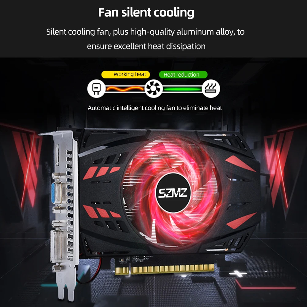 

GT730 Desktop PC Graphics Cards HD+VGA+DVI DDR3 4GB Computer Graphics Cards PCI-E2.016X Gaming Graphics Card with Cooling Fan