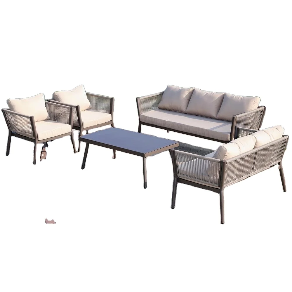 

Aluminum Outdoor Sectional Sofa Set Garden Furniture with Tables Weatherproof Alu Furniture for Outdoor Living