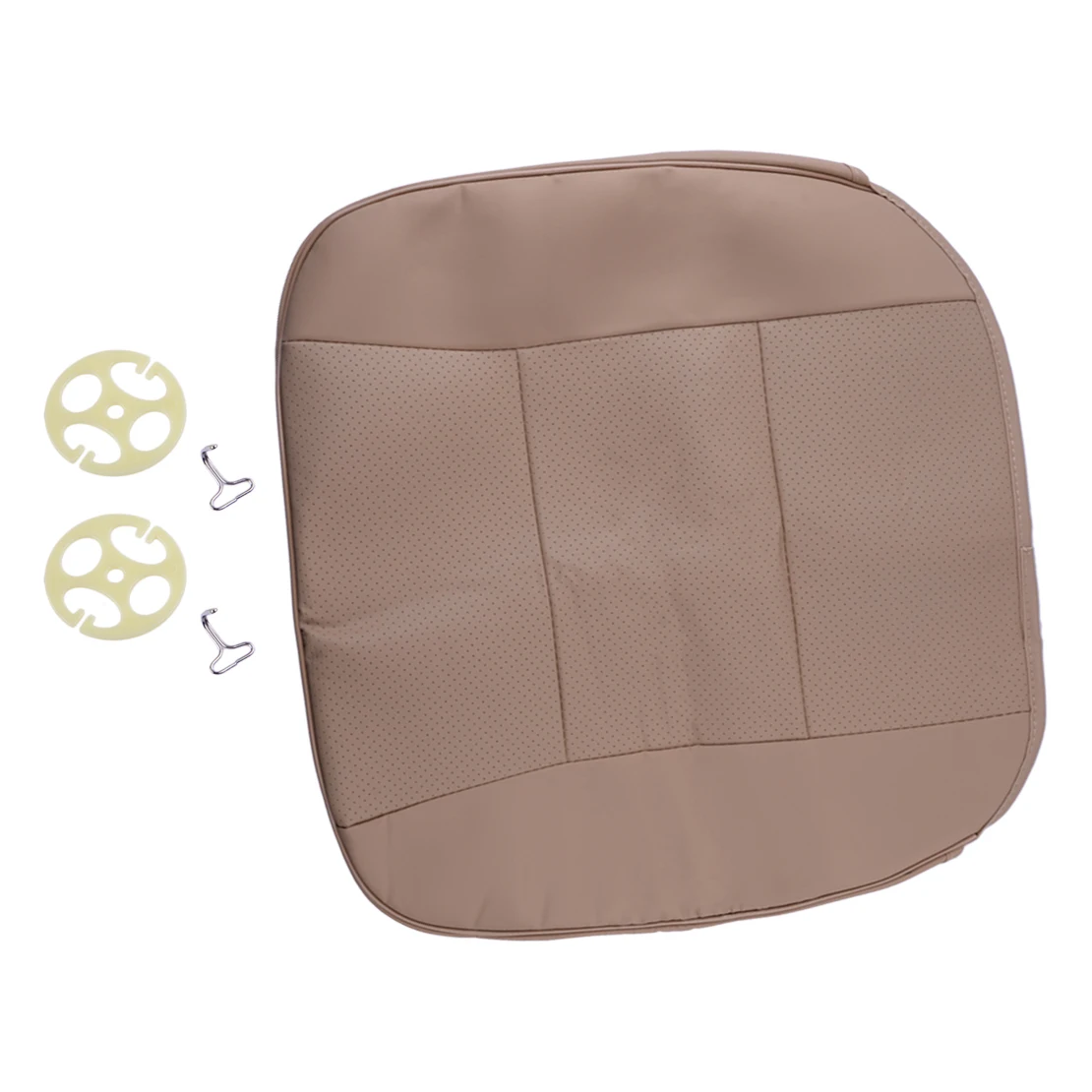 Beige Universal Car Front Driver Seat Buttom Cover Cushion Protector Mat Pad PU Leather