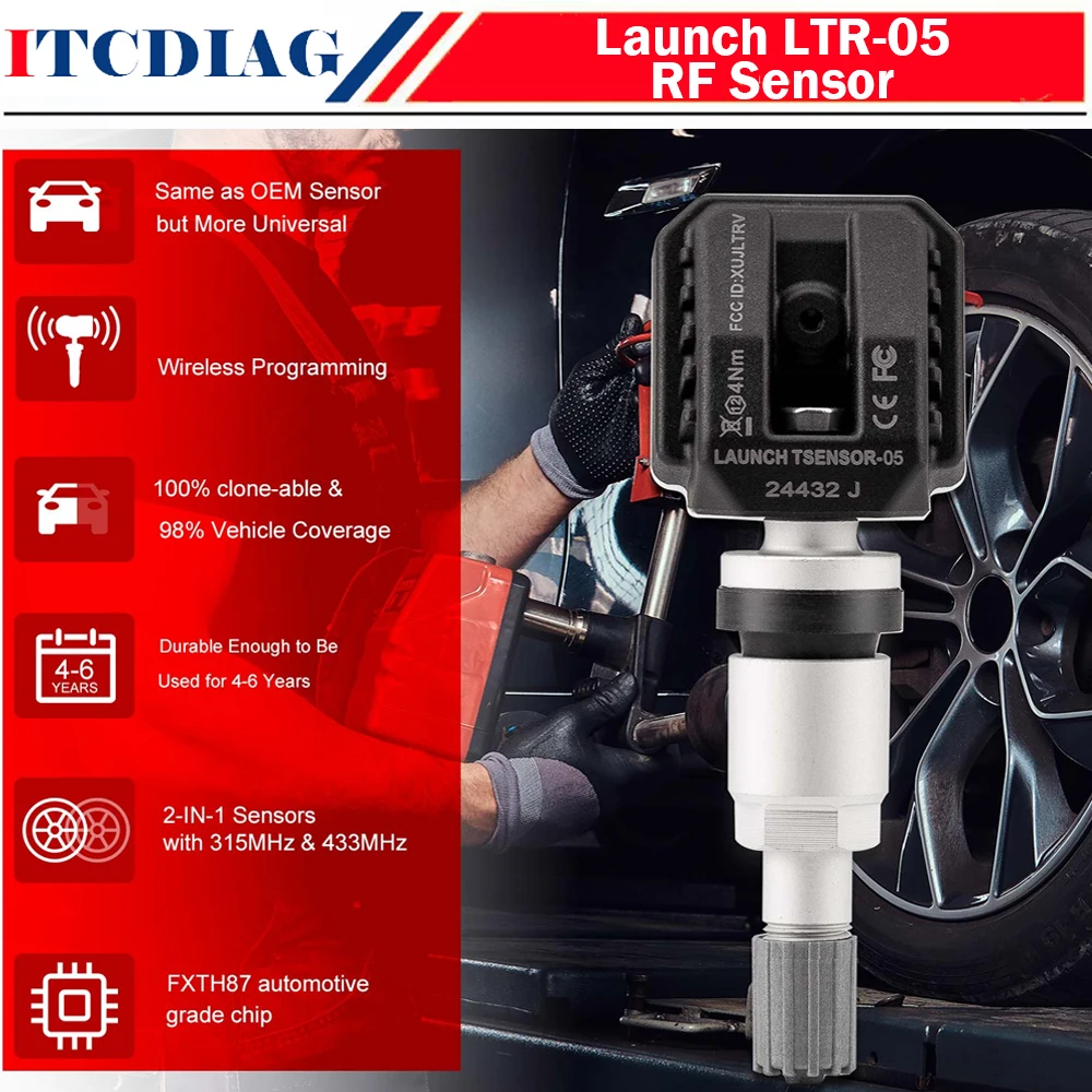 

LAUNCH X431 LTR-05 Sensor LTR-V RF Sensor 315/433MHz 2in1 Car Tire Pressure Repair Tool Program with LAUNCH CRT5011E I-TPMS Tool