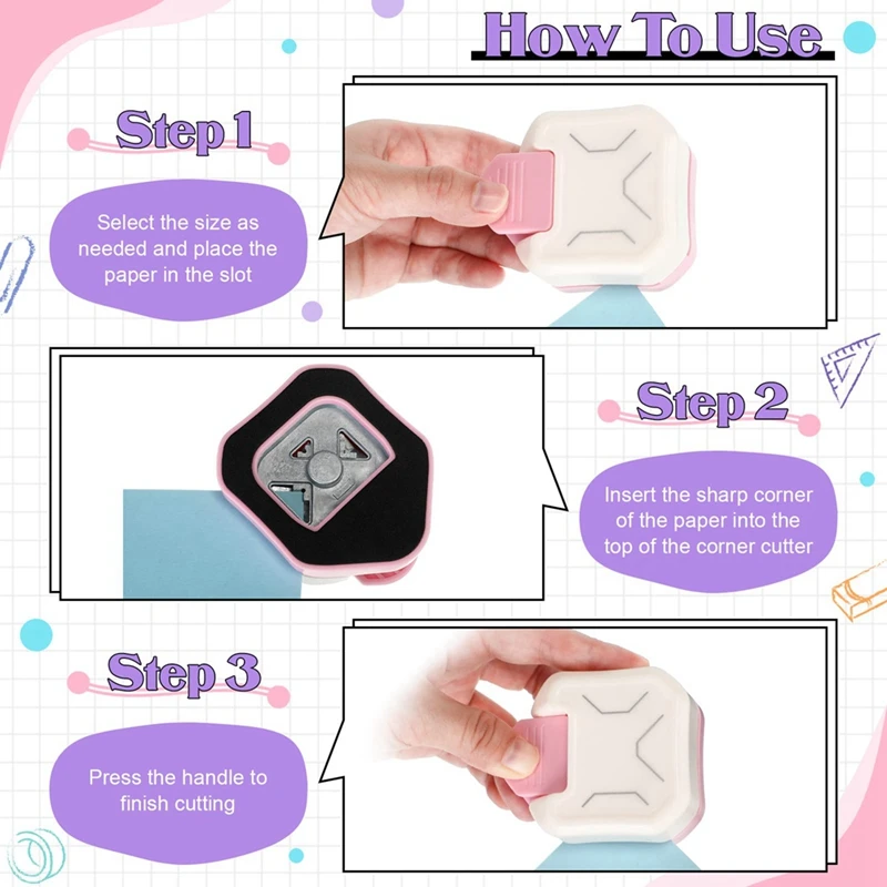 5 Pieces 3 In 1 Corner Rounder Paper Punch Paper Corner Cutter For Paper Crafts DIY Projects Laminate