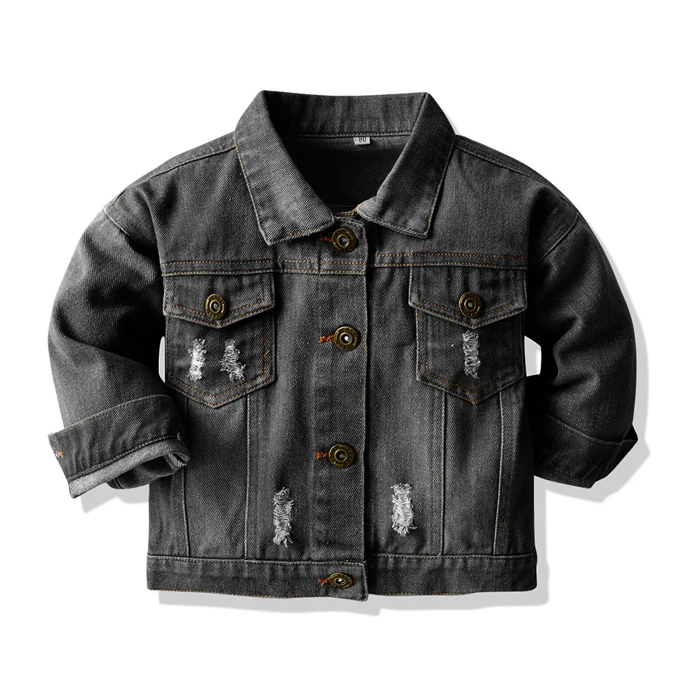 Classic Kid Toddler Baby Boys Fall Unisex Denim Jean Coat Cowboy Overcoat Jacket Children Girl Lapel Long-sleeved Casual Outwear