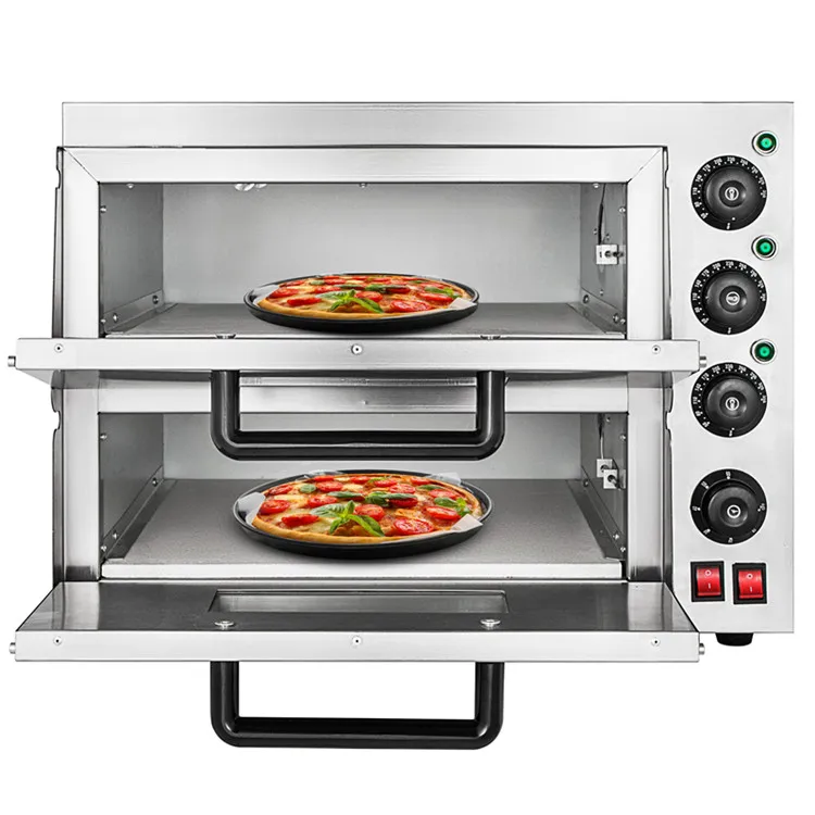 Stainless Steel Bakery Machines 2-layer Luxurious Pizza Deck Electric Baking Oven