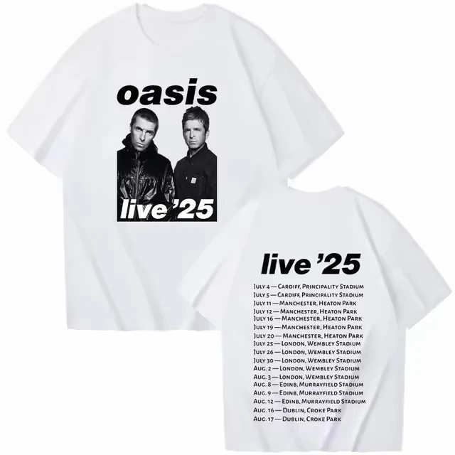 

Новое поступление Oasis Live 25 Tour с короткими рукавами и круглым вырезом Y2k Футболка Мужская одежда Новый топ и футболки Мужская футболка Ropa Hombre 70236