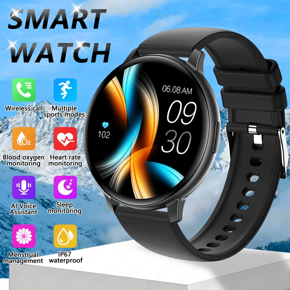 

2025 Fashion Smart Watch Women Bluetooth Call Custom Dials Watches Blood Oxygen Monitor Sport Waterproof Men Smartwatch Ladie