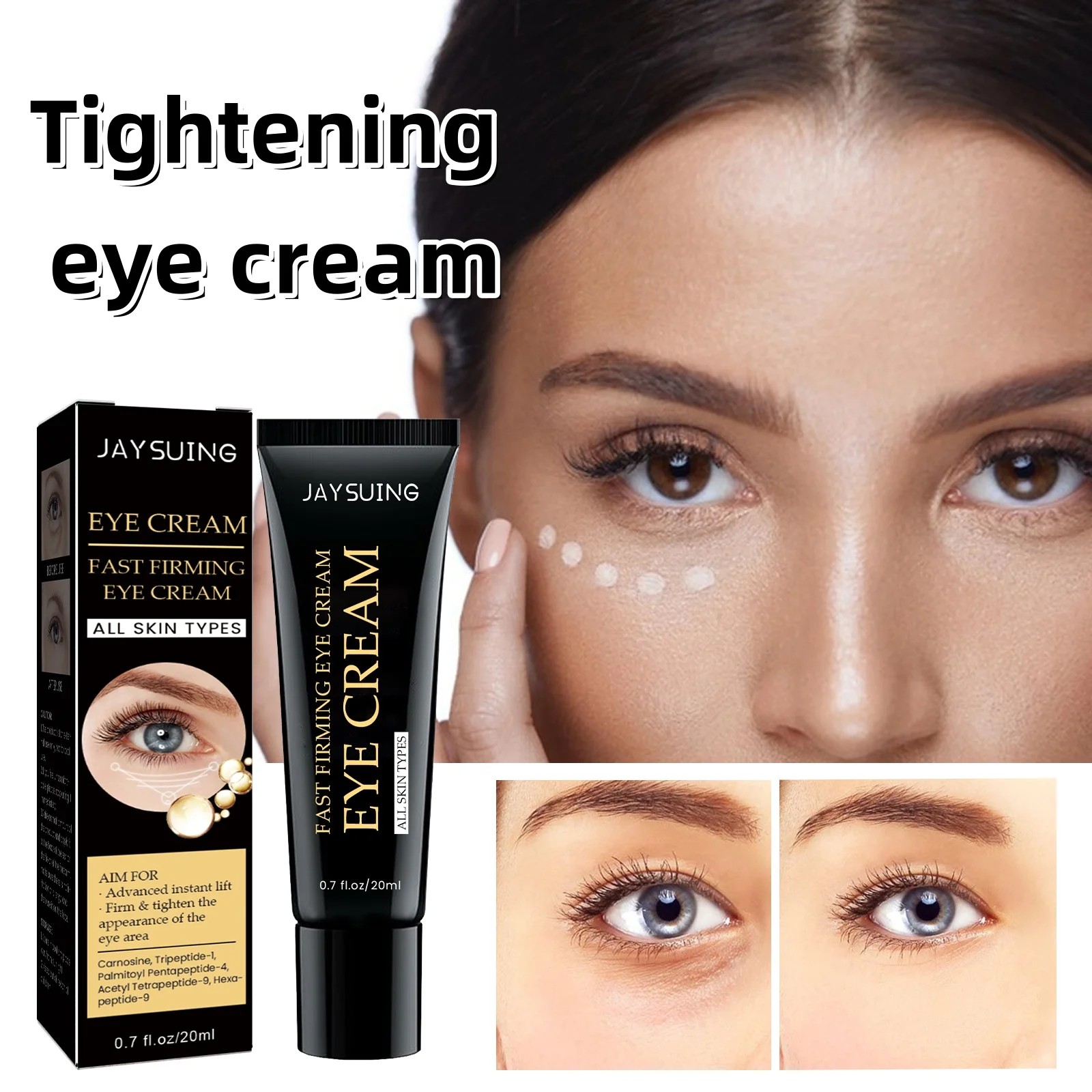 Jaysuing Tightening eye cream reduces eye bags, dark circles, fine lines, moisturizes the skin, and provides eye care