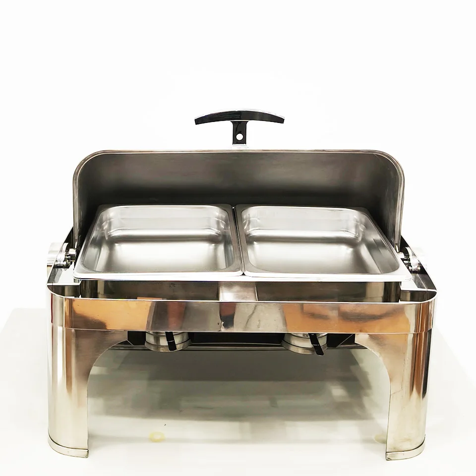 

ZC201-2 Stainless Steel 13 QT Chafing Dish Buffet Set With 2 Half Size Pans For Parties Weddings And Hotels