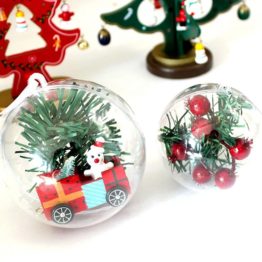 

24Pcs Christmas Ball Hanging Ornaments Clear Plastic Fillable Xmas Tree Pendant Holiday Decoration Supplies Christmas Balls
