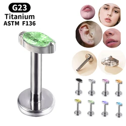 Piercing Lip Stud G23 Titanium Stud Earrings Women Green Zircon Horse Eyes Luxury Piercing Lip Stud Earrings Wholesale Jewelry
