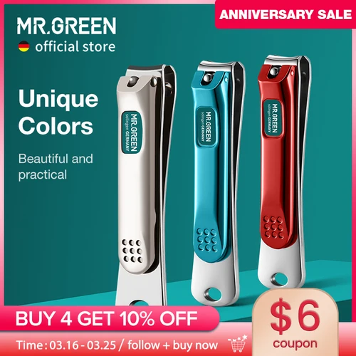 Imagen 1 del producto MR.GREEN-cortaúñas de acero inoxidable con cuchilla curvada, tijeras de uñas, cortador, herramientas de manicura, recortador con limas de uñas