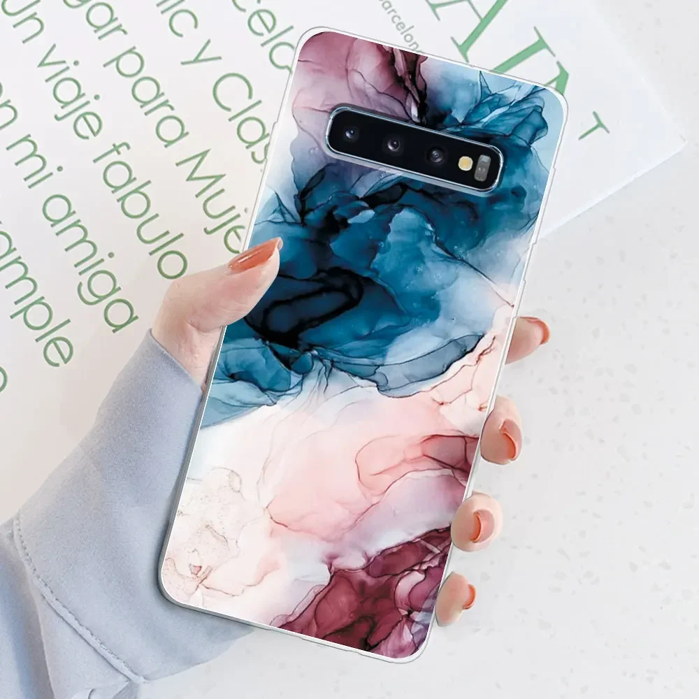 For Samsung S10 5G Case S10 Plus Watercolor Marble Transparent Cases For Samsung Galaxy S10 Plus S10e Cover Silicone Back Bumper