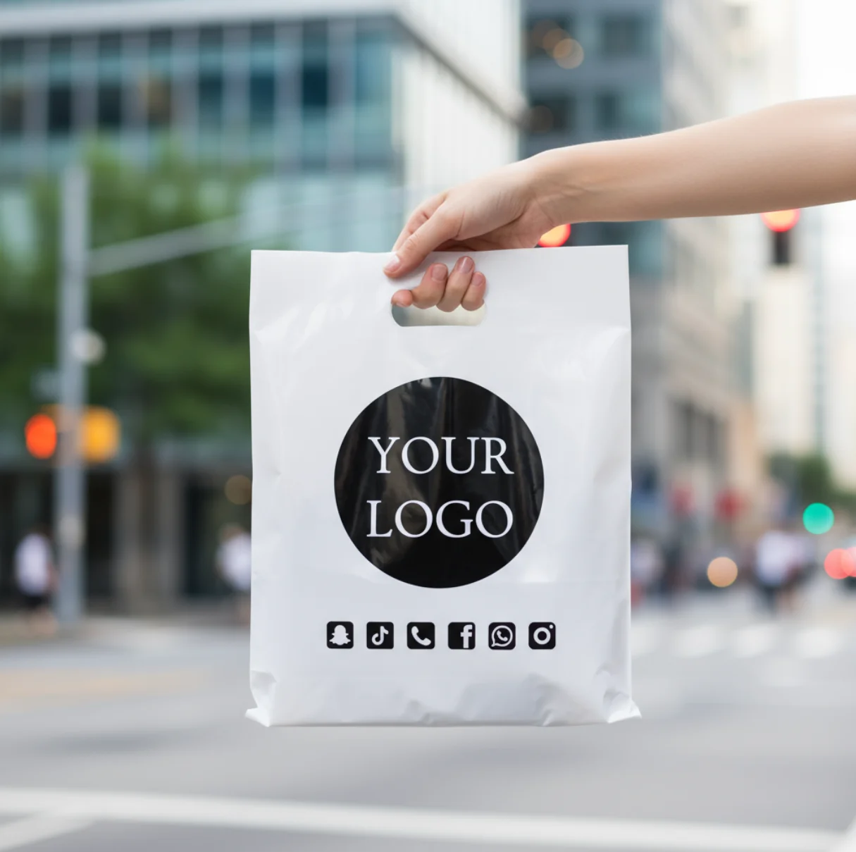100 custom logo colored shopping bags with handles reusable shopping bags plastic gift bags