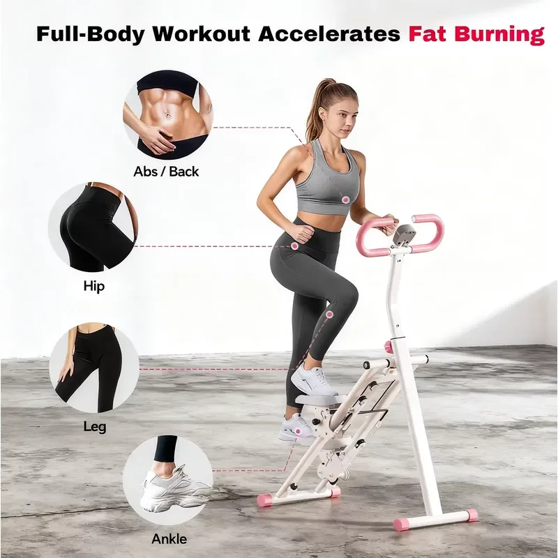 Pink Folding Stair Climber Cardio Stepper Home Gym Exercise Equipment Fitness Step Machine for Weight Loss Aerobic Workout