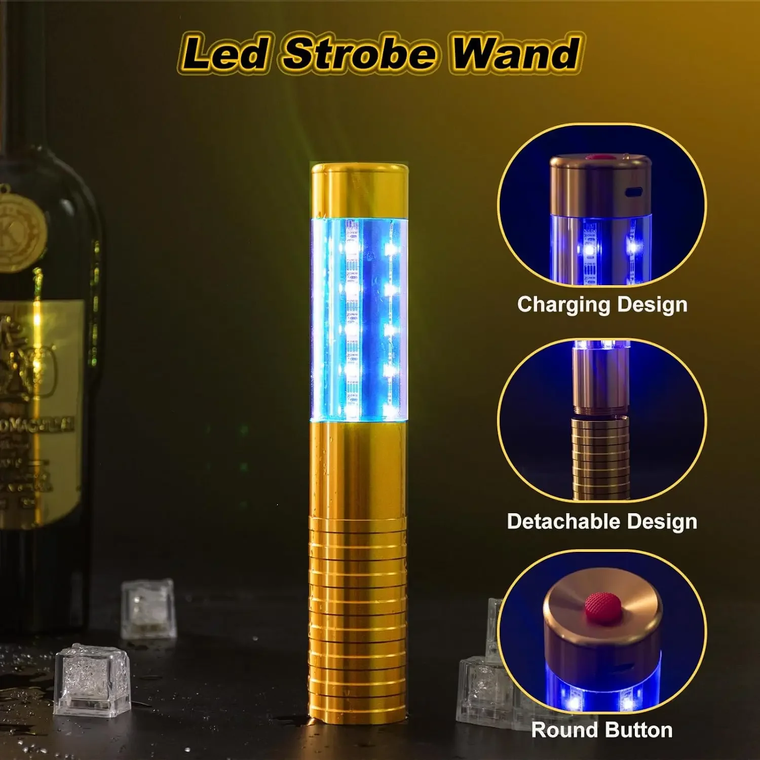 Rechargeble LED Strobe Baton Champagne Bottle Flashing Stick Light Bottle Service Sparkler For KTV Bar Wedding Party US Style