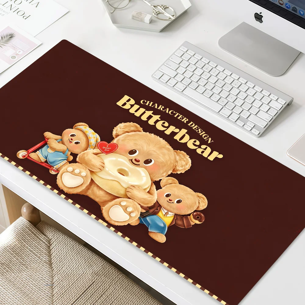 Mouse Cute Pad MousePad Non-slip B-Butter Lockedge Cartoon Bear Office Student Gaming Thickened Large Writing Pad Cushion