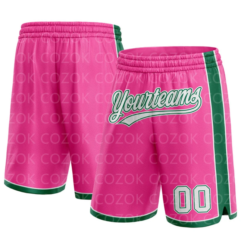 Custom Pink Authentic Basketball Shorts 3D Printed Men Shorts Name Mumber Quick Drying Beach Shorts