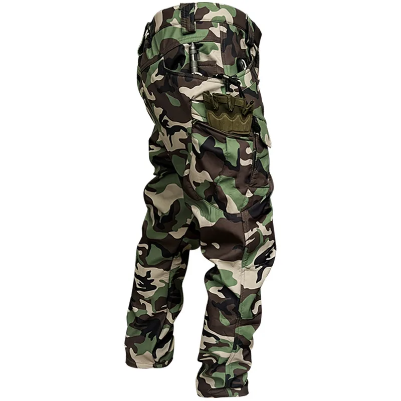 Mens Outdoor Assault Pants Soft Shell Tactical Fleece Warm Casual Work Thickened Mountaineering Trousers