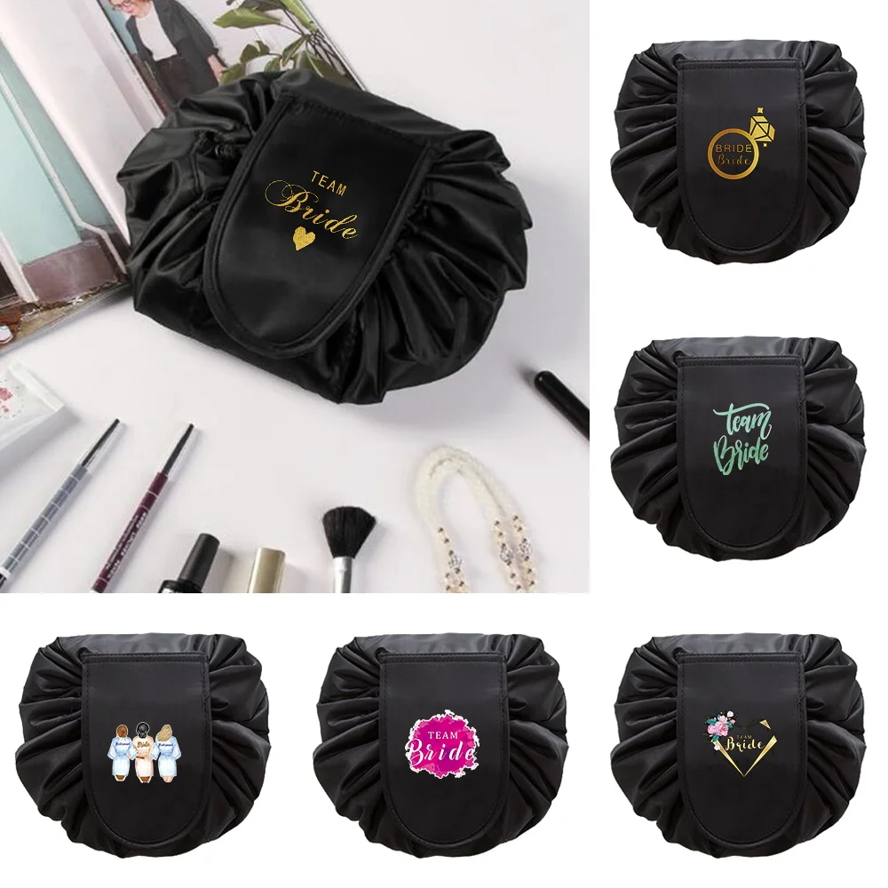 

Drawstring Cosmetic Bag Travel Women Makeup Bag Bride Gift Organizer Make Case Storage Pouch Bride Print Toiletry Beauty Kit Box