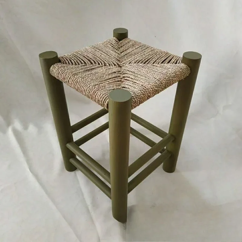 Small Solid wood Original wooden stool Household living room Adult Fashion Pure hand woven stool