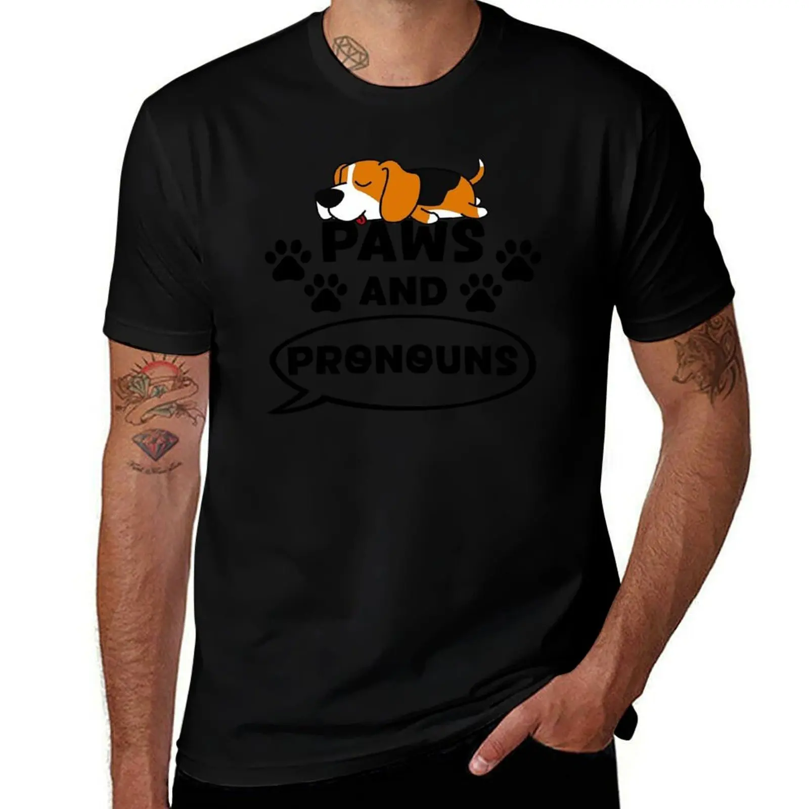 

Paws and Pronouns Speech Therapist Dog Lover Design T-Shirt plus sizes T-shirts man compression shirt men
