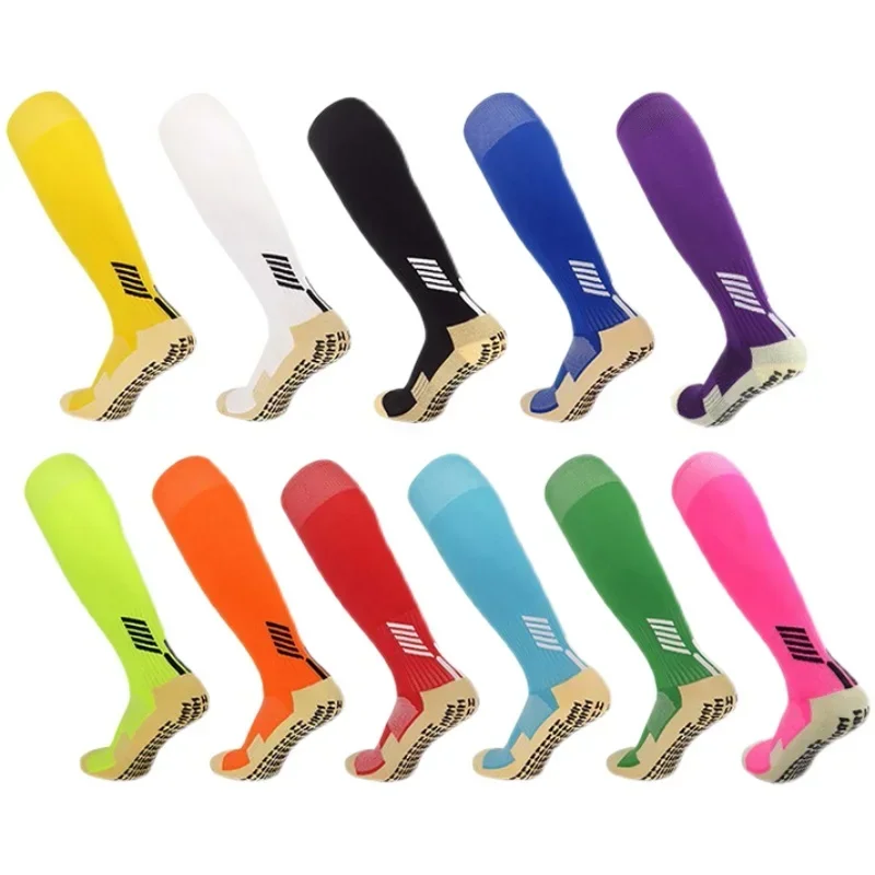 Anti Slip Soccer Socks Long Tube Over Knee Adults Youths Kids With Football Leg Guards Non Slip Sports Socks Protector Gear