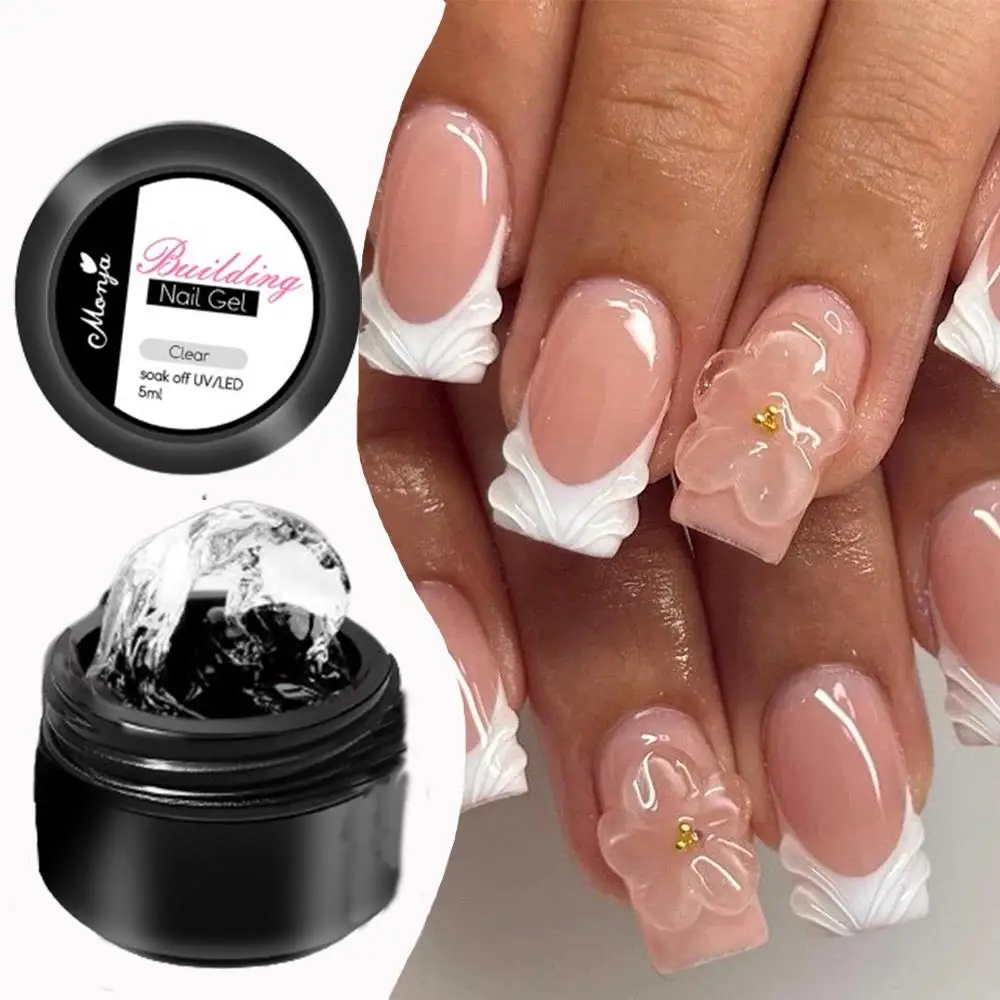 5ml claro antiaderente mão extensão sólida gel de unhas 3d escultura flor moldar gel polonês embeber fora uv/led verniz para unhas design