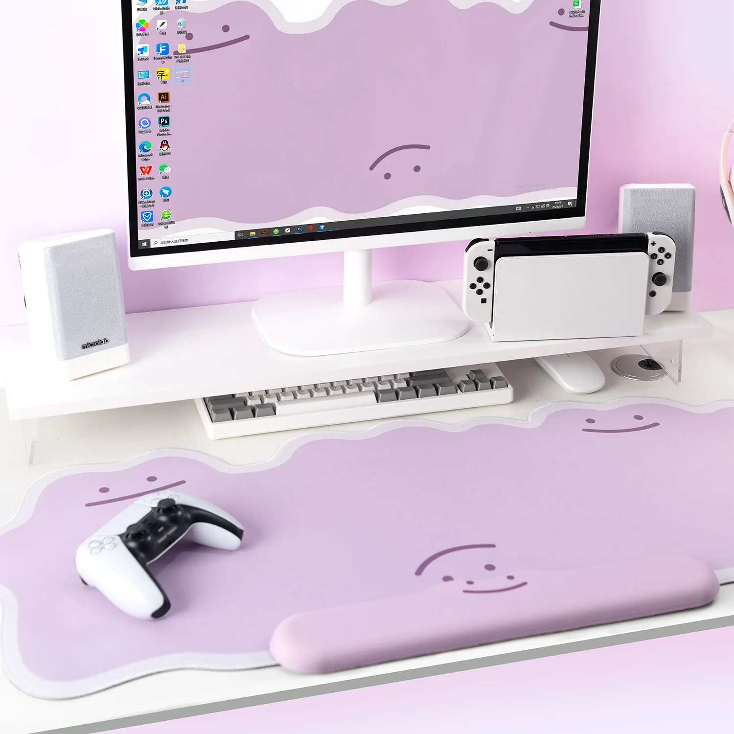 Yocore-Tapis de souris de jeu d'ordinateur avec assistance au poignet, tapis de bureau fantôme Kawaii, grande taille, polymères de table de bureau, anti-ald, tapis imperméables