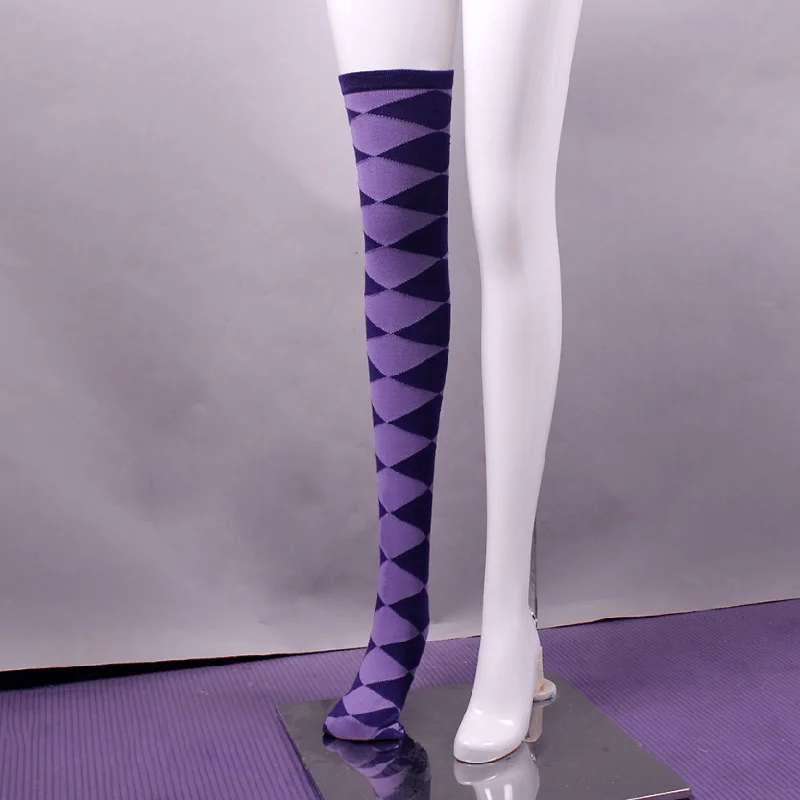 Anime Magi Madoka Magica Cos Akemi Homura Cosplay purple diamond shape Socks Accessory Women Costume Stretch cotton stockings A