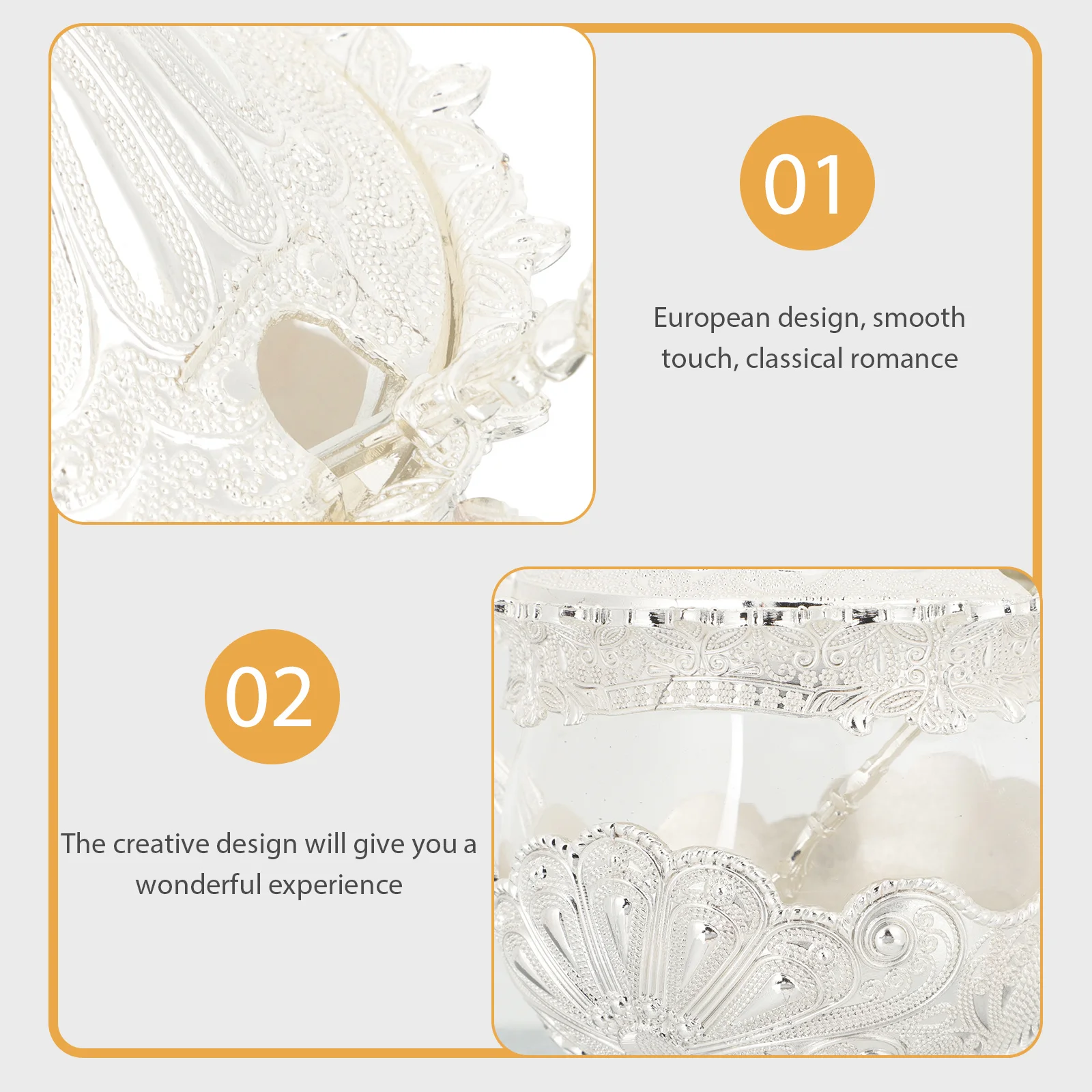 

European Style Seasoning Container Embossed Design Lid Large Capacity Kitchen Sugar Jar Condiment Pot Storage Holder