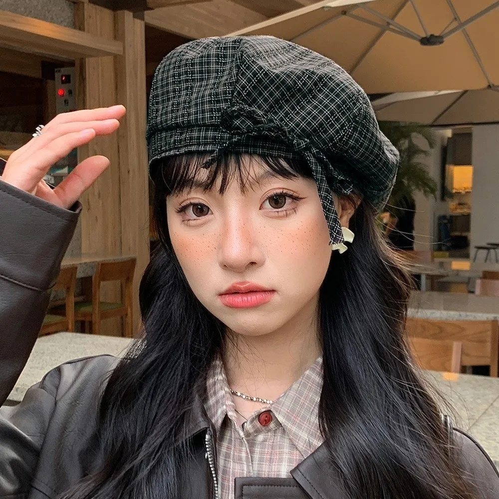 Kawaii القوس منقوشة قبعة البيريه الدفء شعرية المرأة الرسام قبعة الكورية نمط سحابة قبعة المرأة قبعة مثمنة كل مباراة