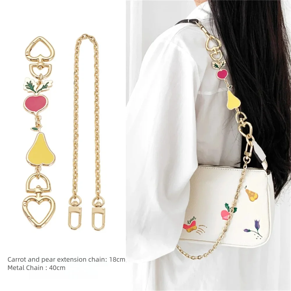 HOLINFASHION Extension Chain Modification Bag Shoulder Strap Chain Pear Fruit Shape Extended Metal Chain Suitable for Mahjong Ba