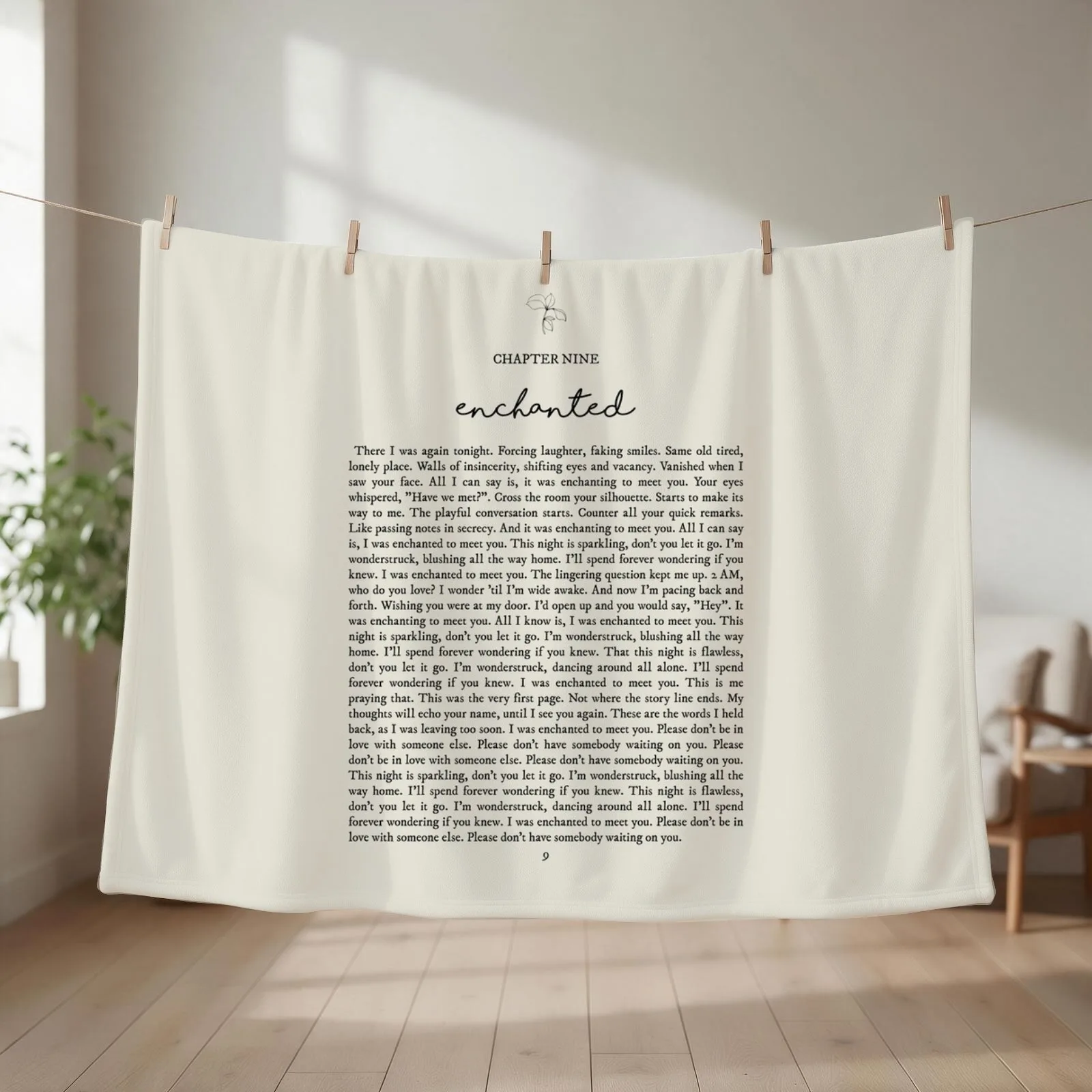 Enchanted Lyrics Throw Blanket couch cozy soft plush fuzzy picnic outdoor blanket