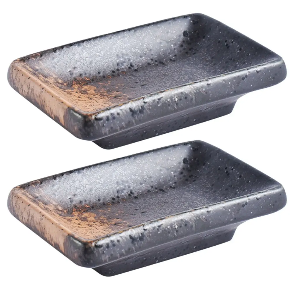 Plato de condimentos de estilo japonés, plato de inmersión de cerámica para salsa, vinagre, aperitivos, contenedor de condimentos para barbacoa, tazón de salsa de regalo, 2 uds.
