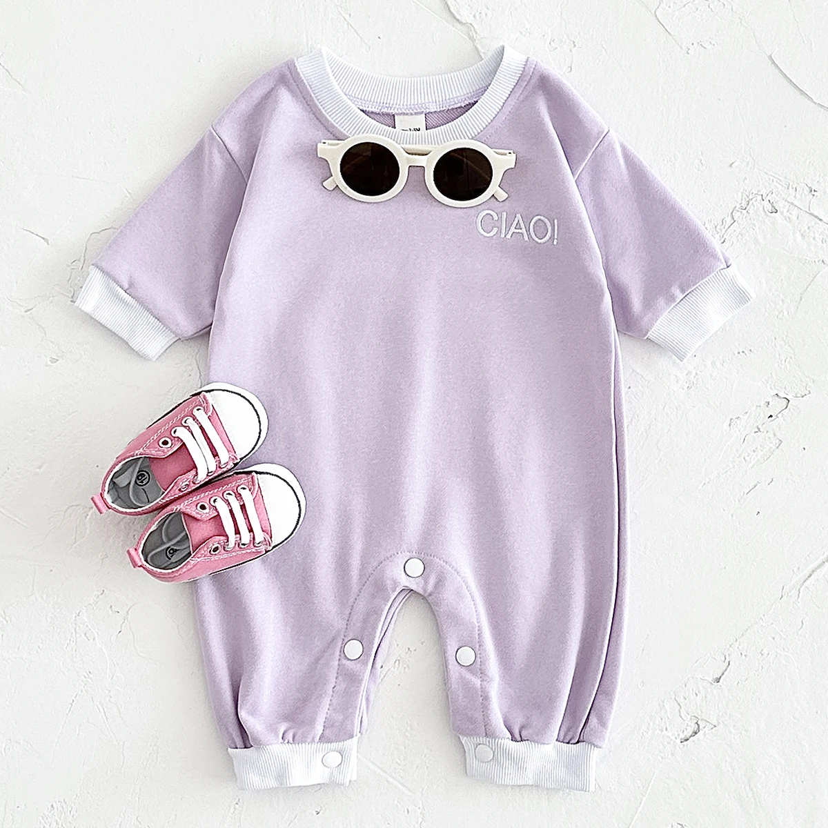 0-18M Infant Baby Bodysuit Solid Color Sweatshirt Spring Autumn Romper Buttons Newborn Comfortable Jumpsuits Boys Girls Clothing