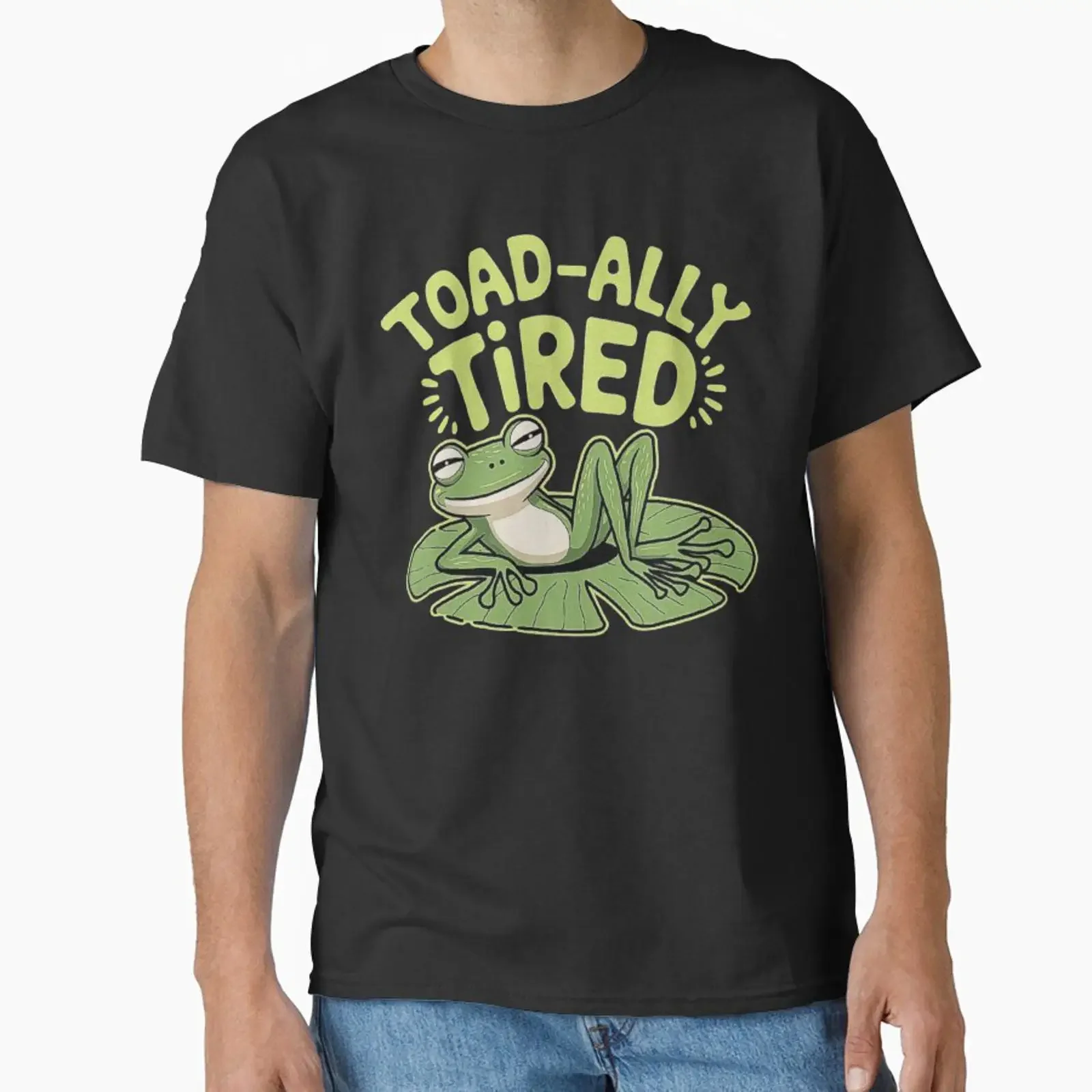 Toad ally Tired Relaxed Frog on Lily Pad Classic T Shirt vintage Washed Stretched Breathable graphic Slightly Stylish