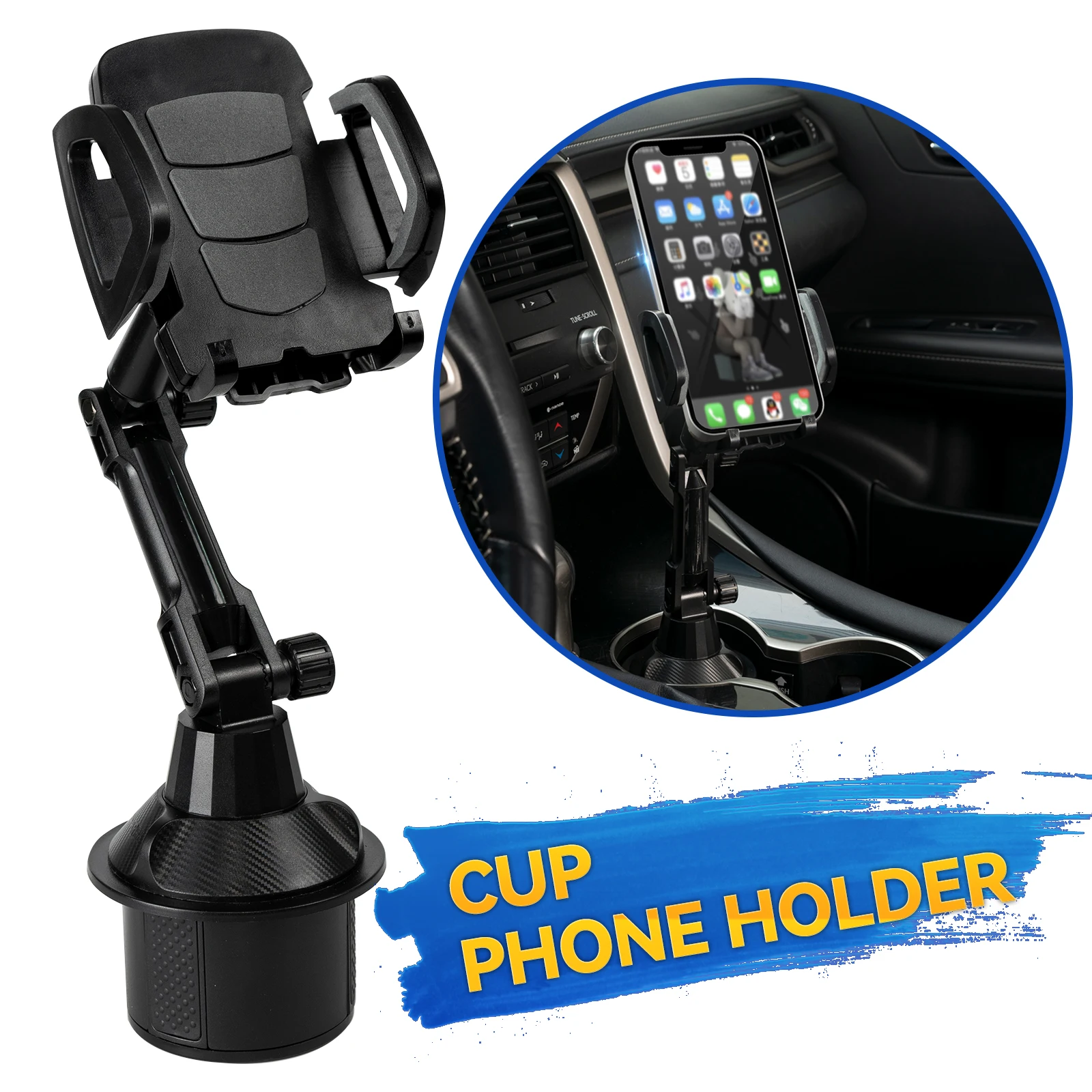 

Universal 360° Car Cell Phone Stand Cup Holder Stand Drink Bottle Long Mount Support Smartphone Mobile Phone Bracket Accessories