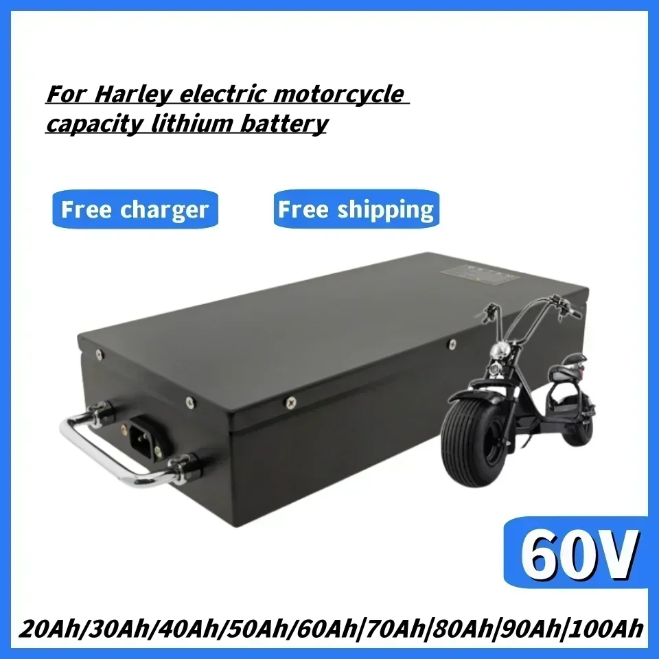 Harley Electric Car Lithium Battery Waterproof 18650 Battery 60V 40Ah for Two Wheel Foldable Citycoco Electric Scooter Bicycle