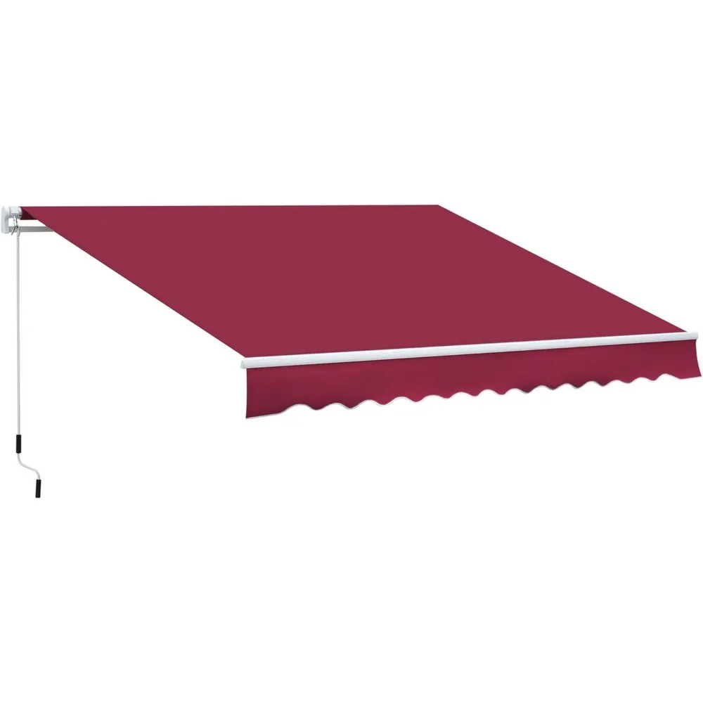 

12' x 8' Retractable Awning Patio Awnings Sun Shade Shelter with Manual Crank Handle, 280g/m² UV & Water-Resistant Fabric and A