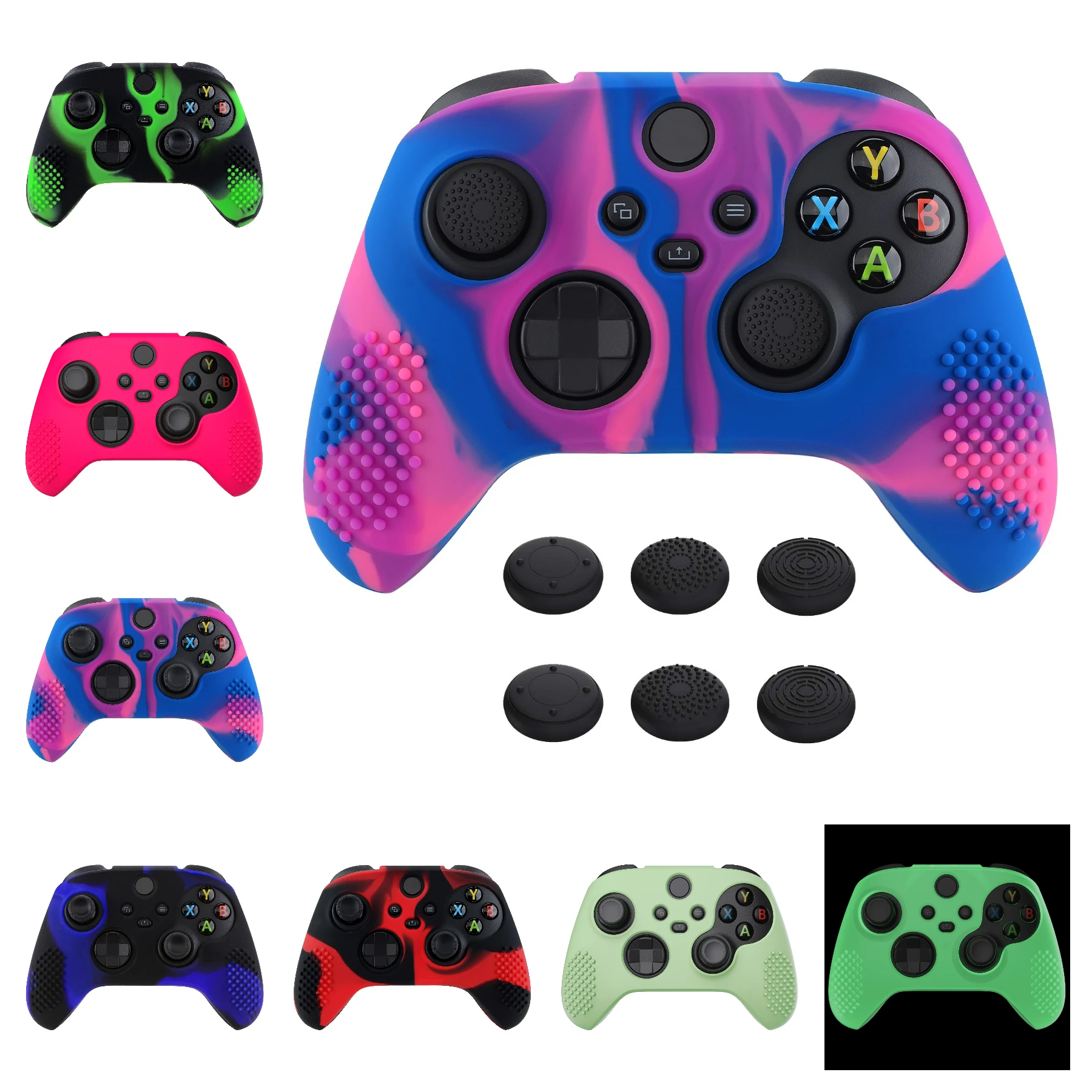 

PlayVital 3D Studded Edition Anti-slip Silicone Rubber Case Protector for Xbox Core Wireless Controller with Thumb Grip Caps