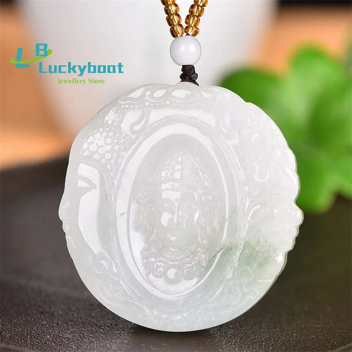 Natural Tianshan Cui Yi Nian Buddha Magic Circle Charm Pendant Simple and Personalized Fashion Versatile for Men and Women