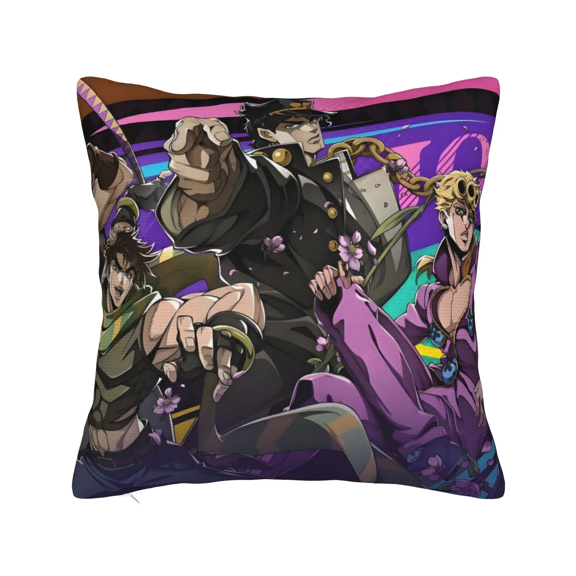 Adventure Anime Hero Throw Pillow Covers Home Decorative Fashion JoJos Bizarre Cushions for Sofa Square Pillowcase