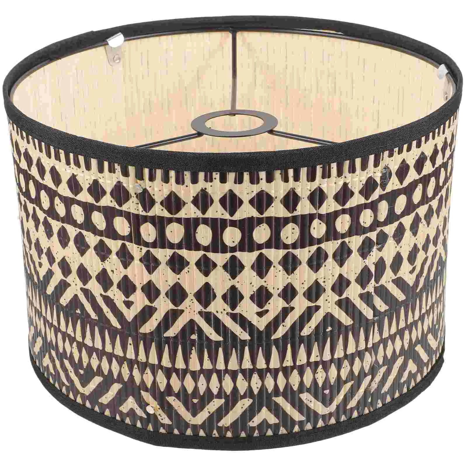 Printed Abstract Retro Style Folk House Decorative Lamp Bamboo Crafts Painting Lampshade Shades Table