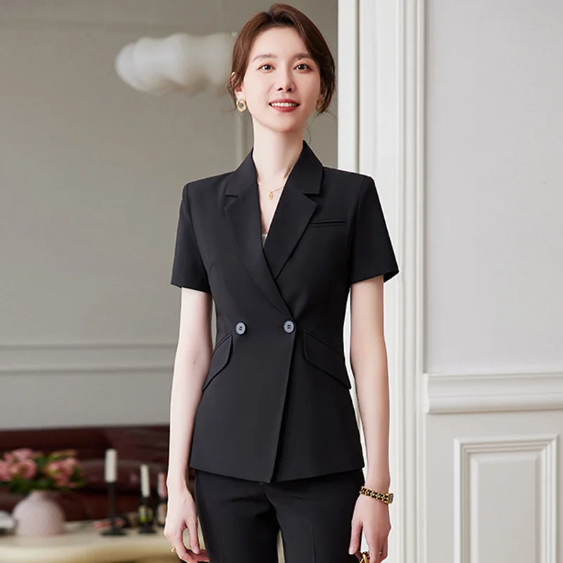 2023New Dignified Goddess Fan High-End Business Suit Short-Sleeved Women's Summer Thin Business Formal Wear Work Clothes Summer