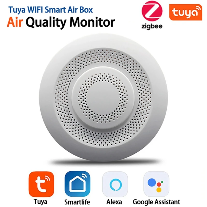 AB34-Tuya Wifi Air Quality Monitor Smart Home CO2 Detector Formaldehyde VOC CO2 CH2O Temperature Humidity Detector