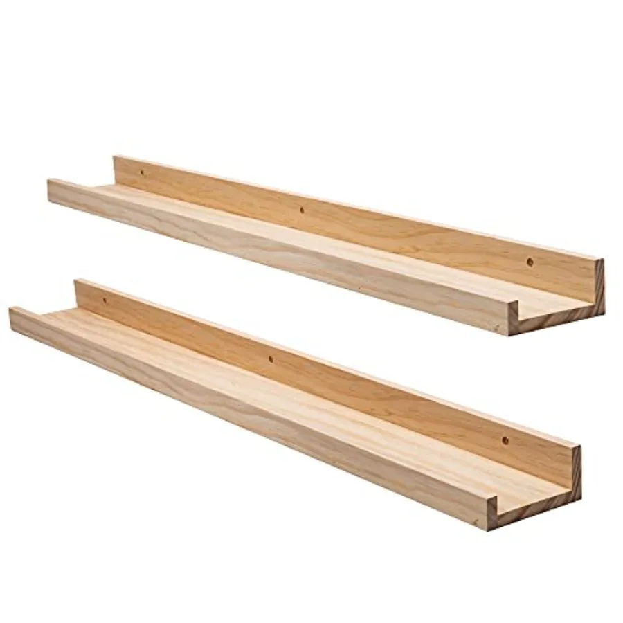 

2pc 36in Wood Floating Shelves, Country Rustic Style Wall Shelves for Books, Photo Picture Ledge, Nursery Decor
