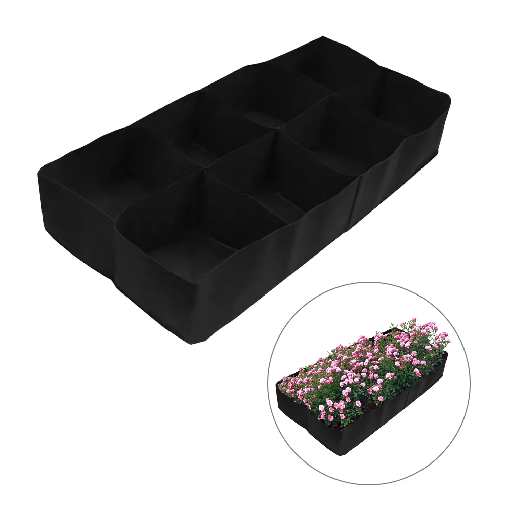 

4/8 Pockets Felt Raised Garden Bed Flowerpot For Vegetables Flowers Rectangular Planting Bag Square Plant Grow Bags Multi-grid