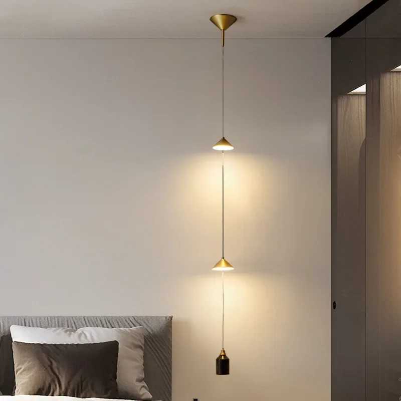 SANDYHA Stylish LED Pendant Light Conical Design Modern Nordic Chandelier for Living Room Bedroom Dining Table Home Decor