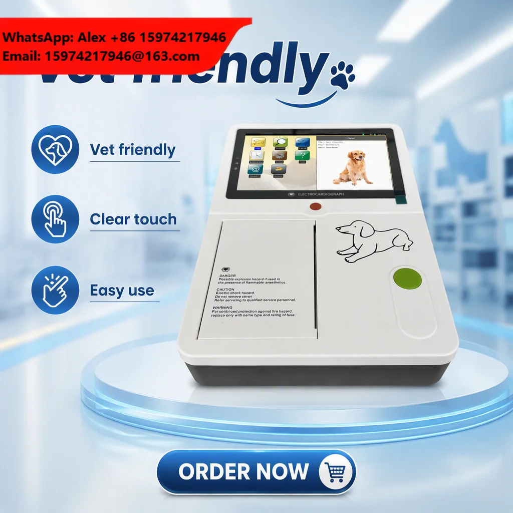 Portable Handheld Veterinary ECG Monitor 3 Channel Digital EKG Machine Diagnostic Equipment For Pet Hospital & Ambulance Use