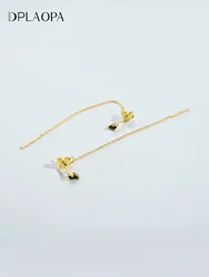 DPLAOPA 100% 925 Sterling Silver Gold Plated Long Chain 66mm Stud Earring Women Crystal Piercing Luxury Fine Jewelry